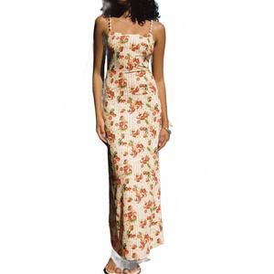 NEW LA PORTE melrose maxi dress in italian orange prit